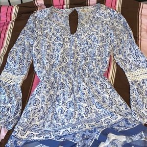 blue and white Hollister romper